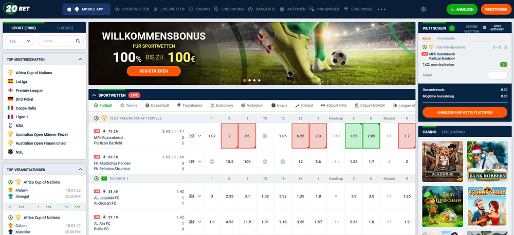 20Bet Sportsbook